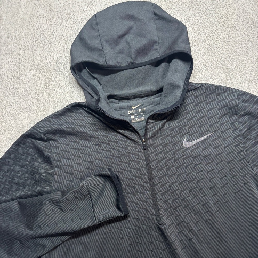 Nike Mens Dri-Fit 1/2 Zip Training Hoodie LS Shirt Black Gray AJ7020-010 $150‎